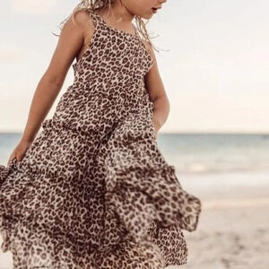 Little Auguste The Label Nomad Olive Maxi Dress Tan Animal Print